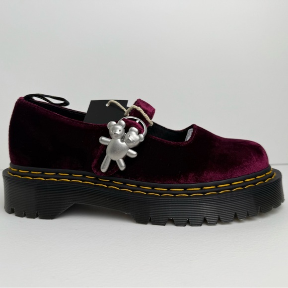 Dr. Martens Addina Heaven Marc Jacobs Velvet Shoes Cherry Red Mary Janes UK 6 - Picture 7 of 17